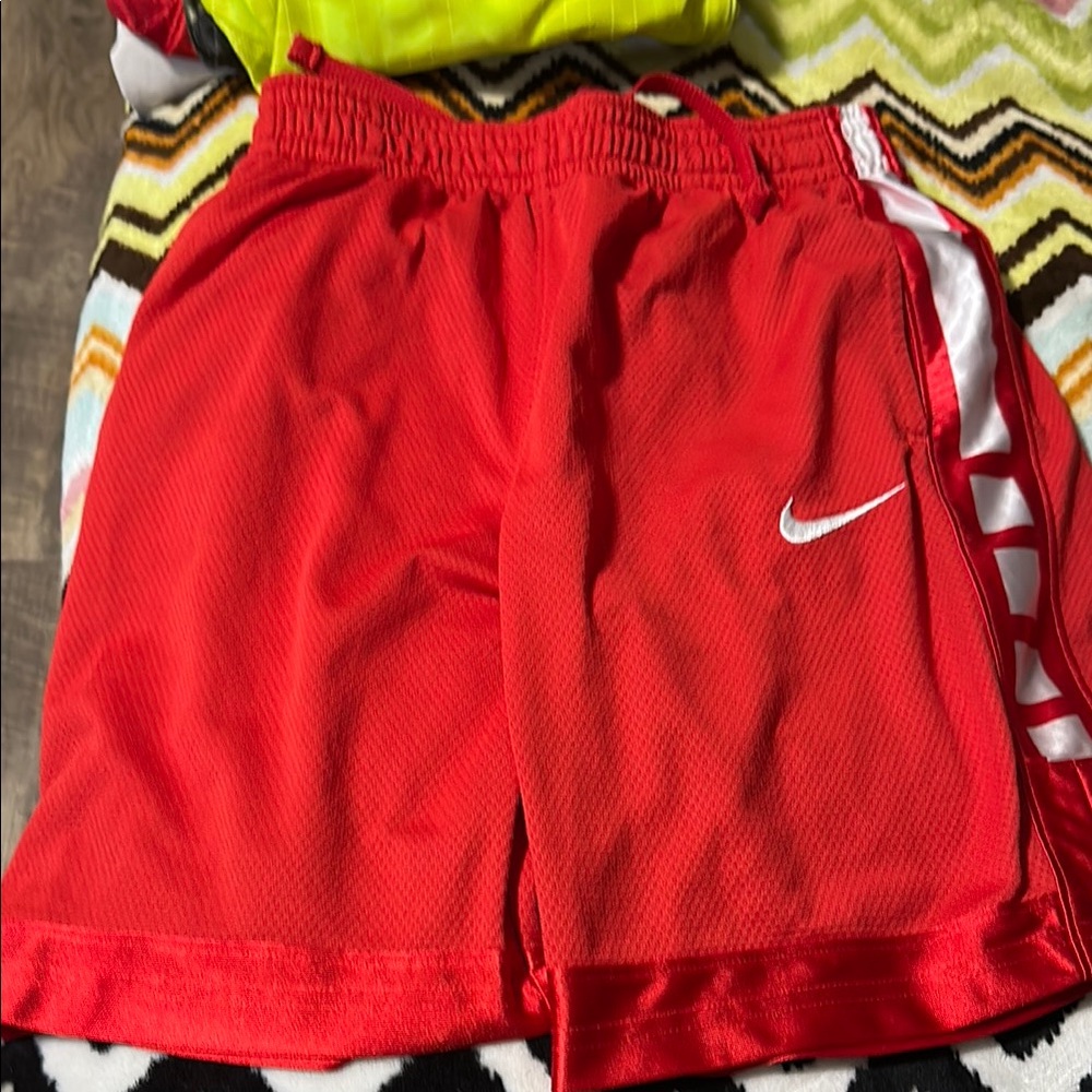 Nike Red Mesh Shorts with White Logo
